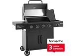 Gasgrill HANSEATIC "4-Brenner Rockford Black, 4 Brenner + Seitenbrenner 14,5 kw Gesamt", schwarz, B:122cm H:113cm T:59cm, Grills, Gasgrill, inkl. 3 Jahre Herstellergarantie