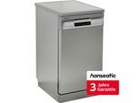 HANSEATIC Standgeschirrspüler "HG4585D107636QS", Energieeffizienz: D, silber (silberfarben), B:44,8cm H:84,5cm T:60cm, Geschirrspüler, inkl. 3 Jahre Herstellergarantie, Standgeschirrspüler