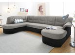 Wohnlandschaft DOMO COLLECTION "SARAFINA 295x83x180 cm, auch mit Federkern für mehr Sitzkomfort", schwarz-weiß (schwarz, weiß, grau), B:295cm H:83cm T:180cm, Luxus-Microfaser (92% Polyester, 8% Nylon);Microfaser PRIMABELLE (100% Polyester);Microfaser PRIMABELLE (100% Polyester) / Struktur (90% Polyester; 10% Polyacryl), Sofas, Wohnlandschaft, whlw. mit Bettfunktion, elegantes Design, U-Form
