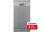 HANSEATIC Standgeschirrspüler "HG4585E97636S", Energieeffizienz: E (A-G), silber (silberfarben), B:44,8cm H:84,5cm T:60cm, Geschirrspüler, inkl. 3 Jahre Herstellergarantie