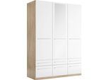 Kleiderschrank PRIESS "Schrank Garderobe Wäscheschrank Barcelona in 5 Breiten", weiß (struktureichefarben hell, weiß), B:140cm H:193cm T:54cm, Holzwerkstoff, Schränke, Kleiderschrank, viel Stauraum, geräumige Schubkästen, mit Spiegel, MADE IN GERMANY