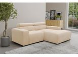 Ecksofa DOMO COLLECTION "BRANDON inkl. Kopfteilverstellung, 214x100x80 cm, L-Form", beige (creme), B:214cm H:80cm T:175cm, 100% Polyester, Sofas, Ecksofa, Cord, creme