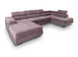 WOHNLANDSCHAFT CASONE R-S Lila Velours-Stoff mit Schlaffunktion