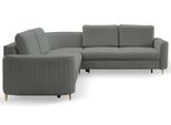 ECKSOFA VELA L-S Grau Velours-Stoff mit Schlaffunktion