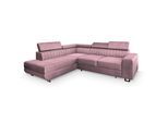 ECKSOFA NOLA L-S Lila Velours-Stoff mit Schlaffunktion