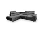 ECKSOFA NOLA L-S Grau Velours-Stoff mit Schlaffunktion