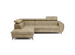 ECKSOFA MAGIA L-S Beige Plüsch-Stoff mit Schlaffunktion