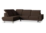 ECKSOFA LERMA L-S Braun Velours-Stoff mit Schlaffunktion