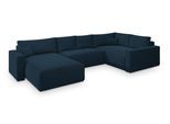 WOHNLANDSCHAFT VELAMI R-S Blau Velours-Stoff mit Schlaffunktion