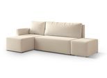 ECKSOFA VELOTTI L-S Creme Boucle-Stoff mit Schlaffunktion