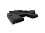 WOHNLANDSCHAFT SIENA R-S Schwarz Velours-Stoff mit Schlaffunktion