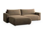 ECKSOFA TURIN M Beige Velours-Stoff mit Schlaffunktion