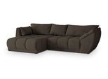 ECKSOFA ORENTI L-S Braun Velours-Stoff mit Schlaffunktion