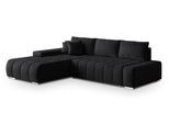ECKSOFA ALESE L-S Schwarz Velours-Stoff mit Schlaffunktion