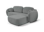 ECKSOFA AMICO R-S Grau Geflochtener Stoff mit Schlaffunktion