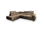 ECKSOFA NOLA L-S Beige Velours-Stoff mit Schlaffunktion