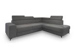 ECKSOFA ALVORO R-S Grau Boucle-Stoff mit Schlaffunktion
