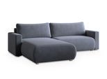 ECKSOFA TURIN M Grau Velours-Stoff mit Schlaffunktion
