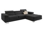 ECKSOFA ELMA R-S Schwarz Velours-Stoff mit Schlaffunktion