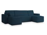 WOHNLANDSCHAFT PESANO M Blau Velours-Stoff mit Schlaffunktion
