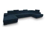 WOHNLANDSCHAFT TORIVA R-S Blau Velours-Stoff mit Schlaffunktion