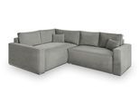 ECKSOFA ERONIS L-S Hellgrau Velours-Stoff mit Schlaffunktion
