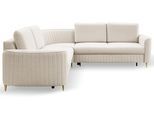 ECKSOFA VELA L-S Beige Velours-Stoff mit Schlaffunktion
