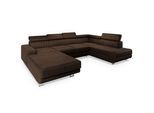 WOHNLANDSCHAFT SIENA R-S Braun Velours-Stoff mit Schlaffunktion