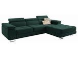 ECKSOFA ELMA R-S Grün Velours-Stoff mit Schlaffunktion