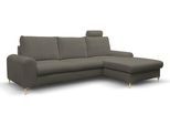 ECKSOFA VERONA R-S Grau Geflochtener Stoff mit Schlaffunktion