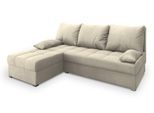 ECKSOFA RITA M Creme Velours-Stoff mit Schlaffunktion