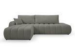 ECKSOFA GIOIA L-S Grau Boucle-Stoff mit Schlaffunktion