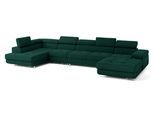 WOHNLANDSCHAFT VELORA L-S Grün Velours-Stoff mit Schlaffunktion