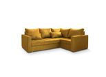 ECKSOFA LIRENO R-S Gelb Plüsch-Stoff mit Schlaffunktion