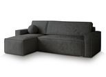 ECKSOFA RAVELO M Schwarz Velours-Stoff mit Schlaffunktion