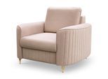 SESSEL VELA, Modern Polstersessel Loungesessel, Velours-Stoff Beige