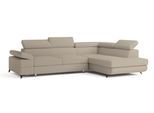 ECKSOFA FAVIEN R-S Beige Boucle-Stoff mit Schlaffunktion