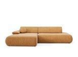 ECKSOFA DELTA L-S Braun Geflochtener Stoff mit Schlaffunktion