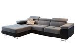 ECKSOFA ELMA L-S Hellgrau Velours-Stoff mit Schlaffunktion