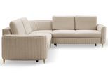 ECKSOFA VELA L-S Beige Velours-Stoff mit Schlaffunktion