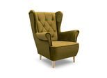 SESSEL TIBER, Polstersessel Glamour Loungesessel, Velours-Stoff Grün