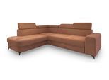 ECKSOFA ALVORO L-S Kupferfarben Boucle-Stoff mit Schlaffunktion
