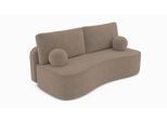 BETTSOFA ROTONDO Beige Bucle-Stoff mit Schlaffunktion