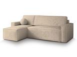 ECKSOFA RAVELO M Creme Velours-Stoff mit Schlaffunktion