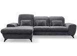 ECKSOFA LUCE L-S Grau Plüsch-Stoff mit Schlaffunktion