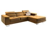 ECKSOFA ELMA R-S Gelb Velours-Stoff mit Schlaffunktion