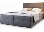 BOXBETT GLOS 140x200 cm mit Matratze und Topper, H2+H3 - Grau