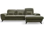 ECKSOFA LUCE R-S Olivgrün Plüsch-Stoff mit Schlaffunktion