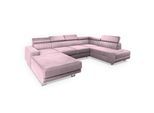 WOHNLANDSCHAFT SIENA R-S Lila Velours-Stoff mit Schlaffunktion