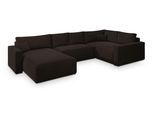 WOHNLANDSCHAFT VELAMI R-S Braun Velours-Stoff mit Schlaffunktion